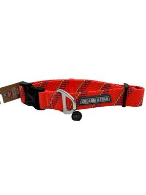 Arcadia Trail XL Coral Orange Paracord Dog Collar Reflective NWT 18.125-28”